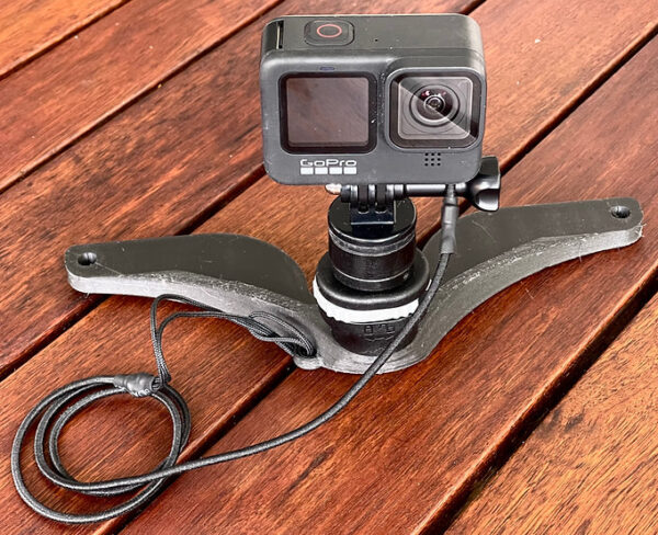 Secured GoPro to Jet Ski with Rusler Tether line