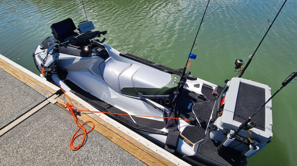 Seadoo Fishpro Puck and dock line tied to jetty