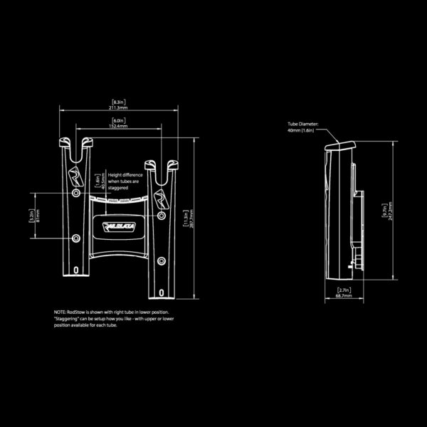 Drawing and Dimensions of Double RodStow